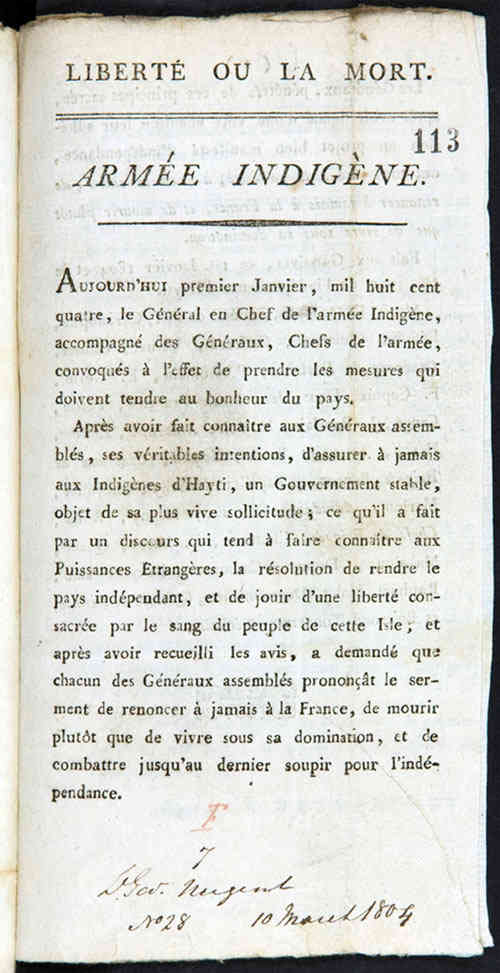 True North Perspective Canadian Finds Haiti s 1804 Declaration