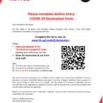 COVID 19 Declaration Form