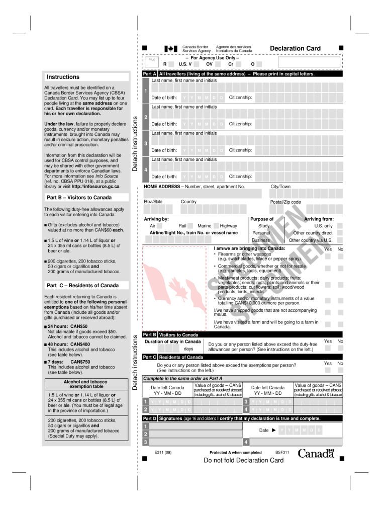 Custom Declaration Form For Canada Fill Out And Sign Printable PDF 