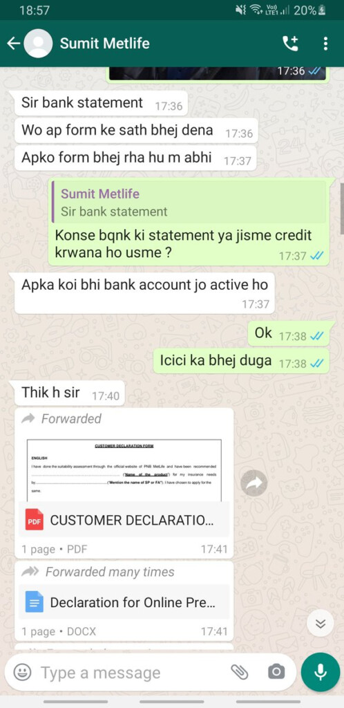 Customer Declaration Form Pnb Metlife Pnb Metlife India Insurance 