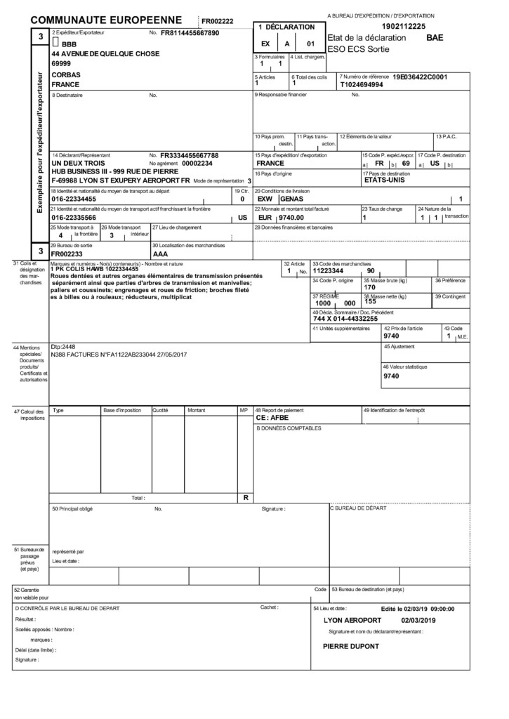 Customs Declaration EU 