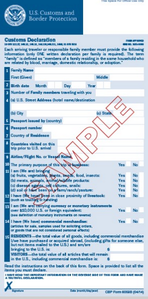 CUSTOMS FORM 6059B PDF