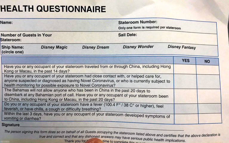 Disney Cruise Line Expands Embarkation Health Questionnaire For 
