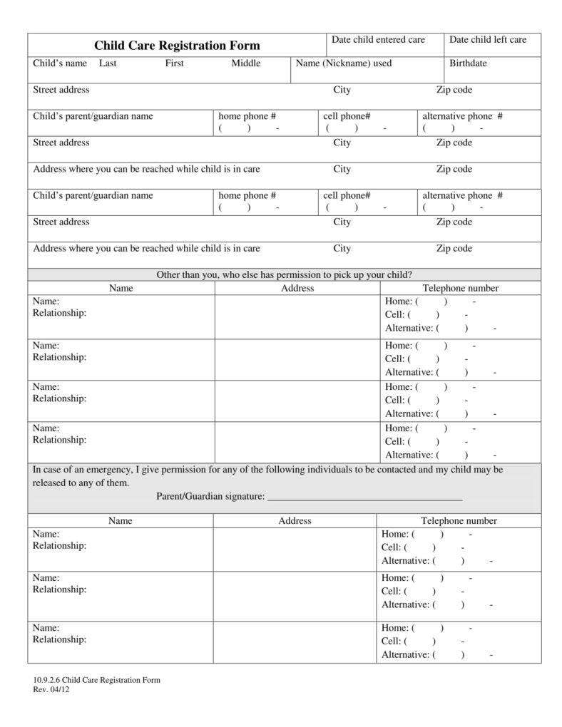 Essential Daycare Enrollment Forms Bundle 9 Forms For Your Home