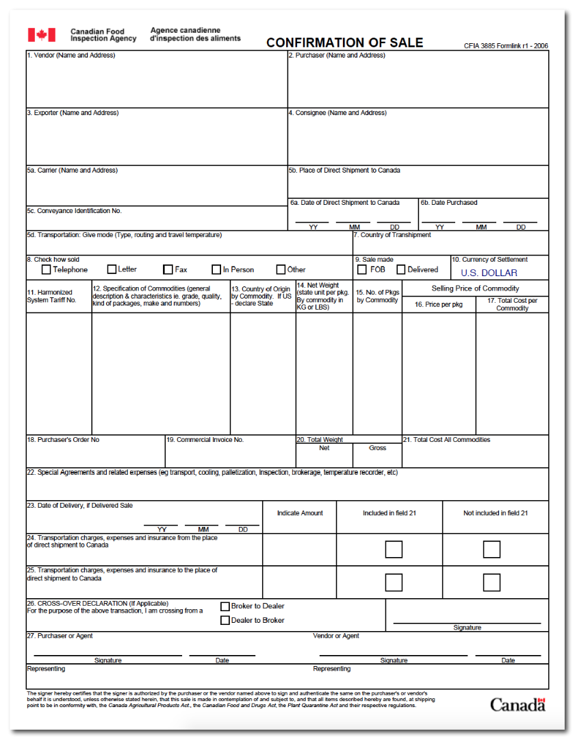 Fillable Canada Customs Invoice Muppetshenson Blog