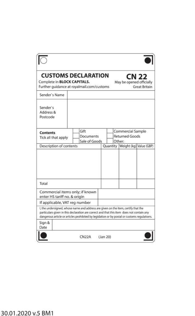 Form CN22 Download Printable PDF Or Fill Online Customs Declaration 