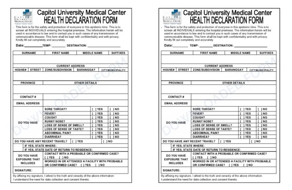 Health Declaration Form CUMC