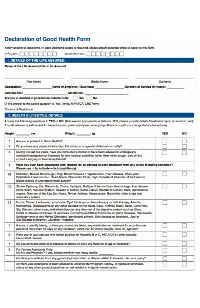 Health Declaration Form Trendgraphicsdesign