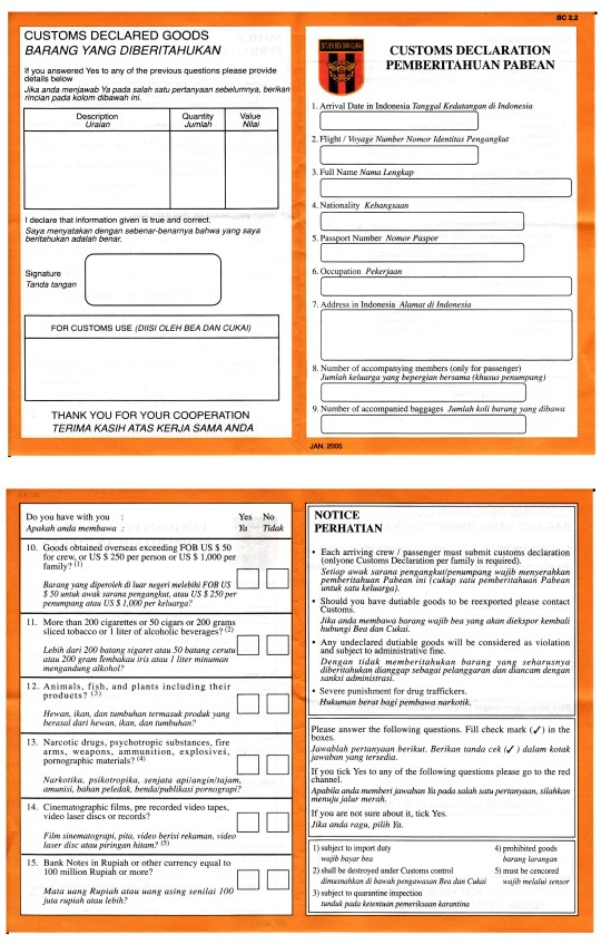 Indonesia Customs Form FORM UDLVIRTUAL EDU PE