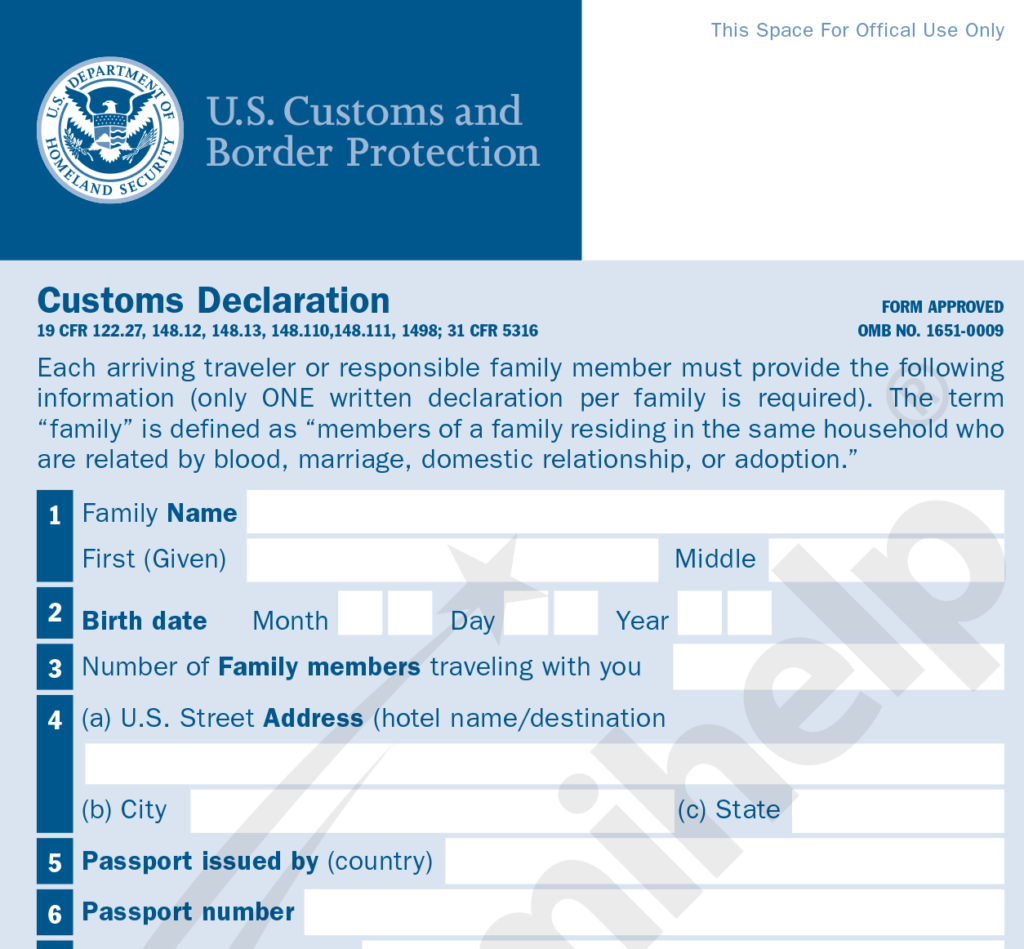 Is Filing The Physical Version Of US Customs Form CBP Declaration Form 