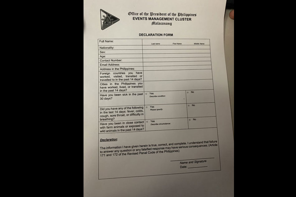 Palace Visitors Told To Answer Health Declaration Form Bare Travel 