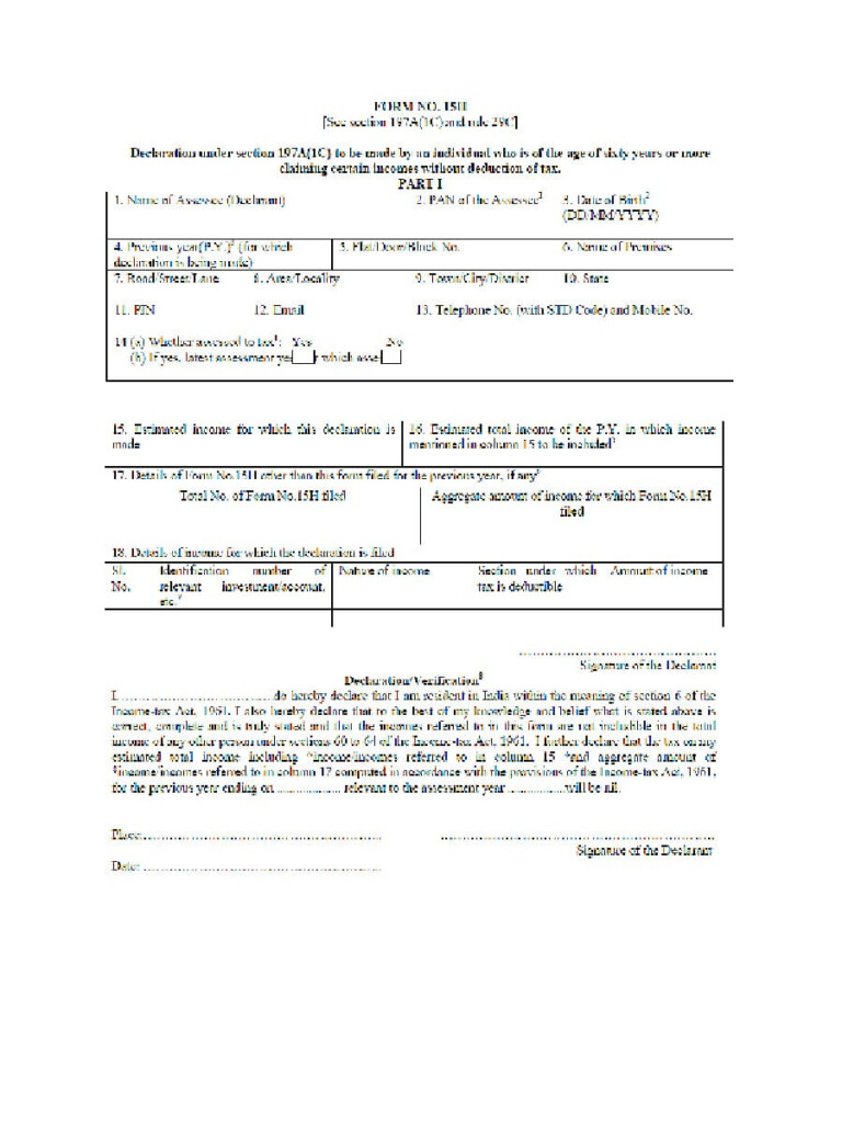  PDF SBI Form 15H PDF Download InstaPDF