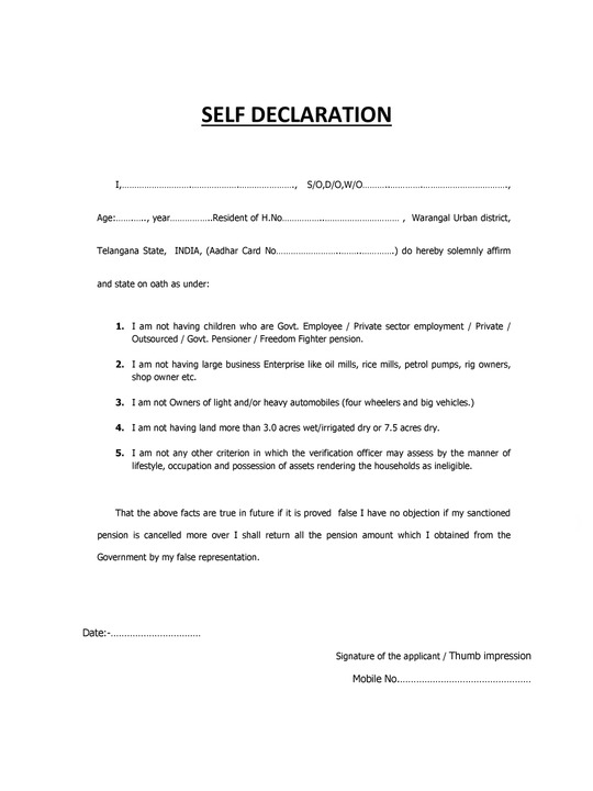 PDF Self Declaration Form PDF Download PDFfile