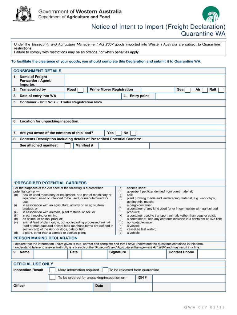 Quarantine Declaration Netherlands Form Declaration Form