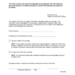 Sample Declaration Of Health Care Coverage Employee Form Printable Pdf