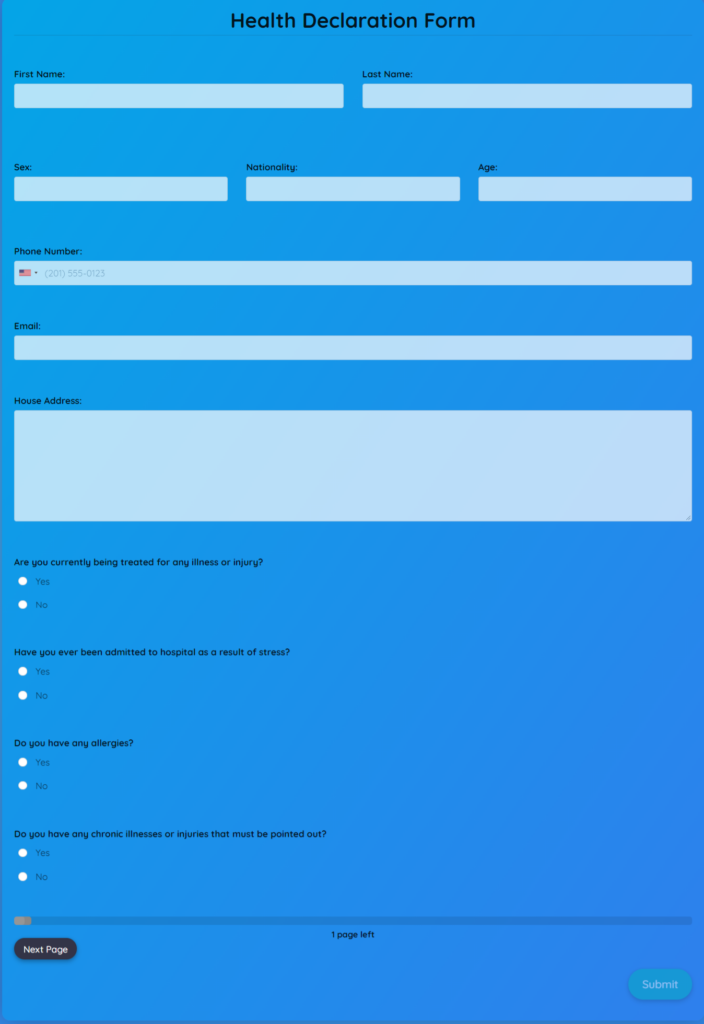 Sample Health Declaration Form Covid 19 Coronavirus Self Declaration 