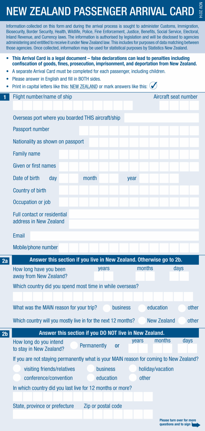 Tips Completing New Zealand Arrival Card All About New Zealand 