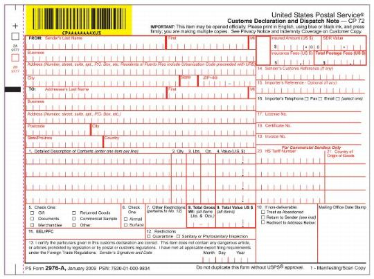 Usps Customs Form Pdf Thinkingultras