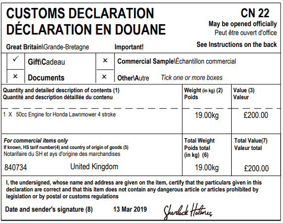 What Is A Customs Declaration CN22 And When Is It Used EdgeCTP