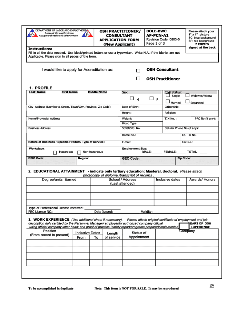 2020 2023 Form PH DOLE BWC AF PCN A1 Fill Online Printable Fillable