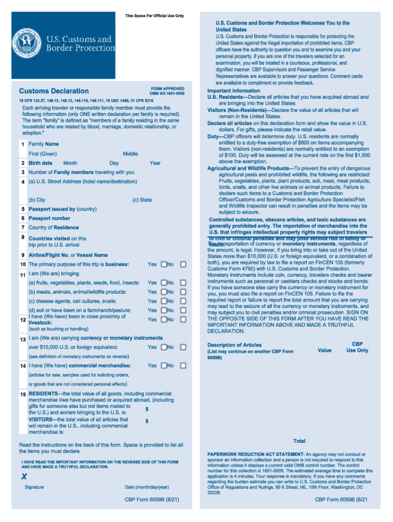 2021 2023 Form CBP 6059BFill Online Printable Fillable Blank PdfFiller