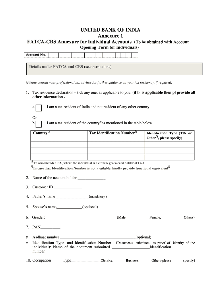 Annexure Fatca Crs Individual Form Fill Out And Sign Printable PDF 