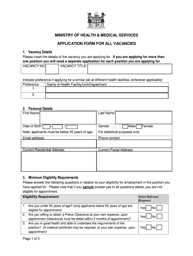 Application Form For Ministry Of Health 2020 Fill And Sign Printable 