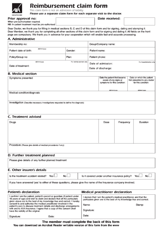 Axa Printable Forms Printable Forms Free Online