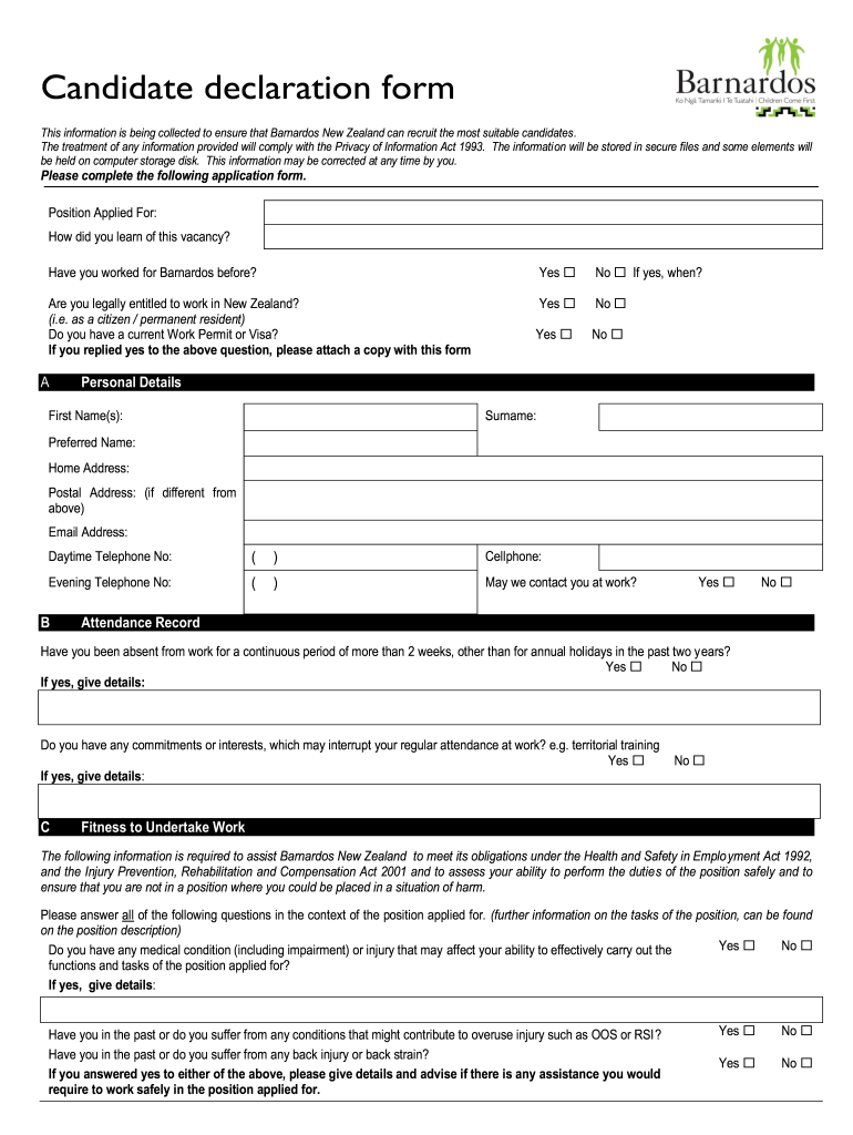 Candidate Declaration Form Fill Out Sign Online DocHub