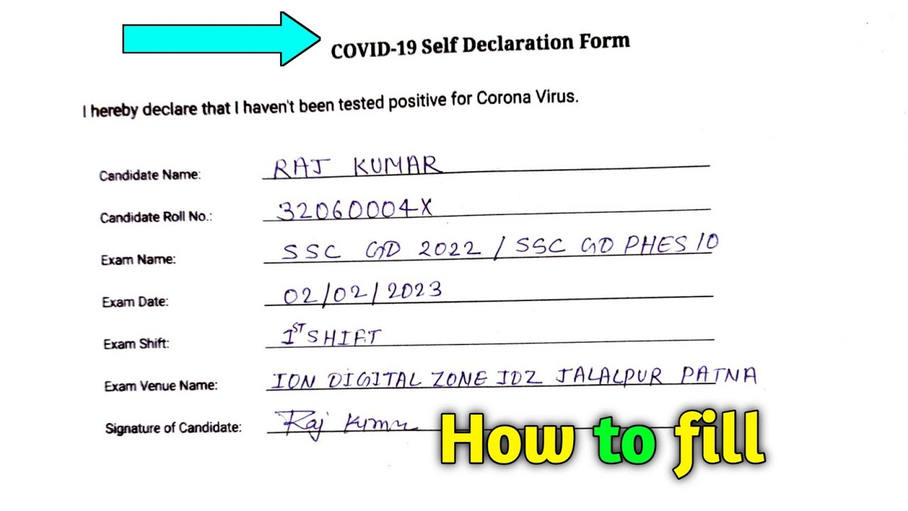 COVID 19 Self Declaration Form self Declaration Form Ssc Gd self 