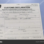 Customs Declaration Form At Airport Counter Stock Photo By