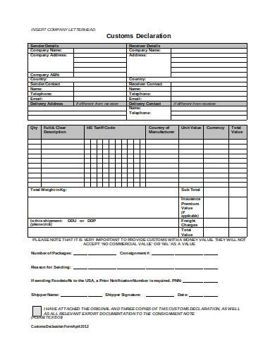 Customs Declaration Form Declaration Custom Form Vrogue