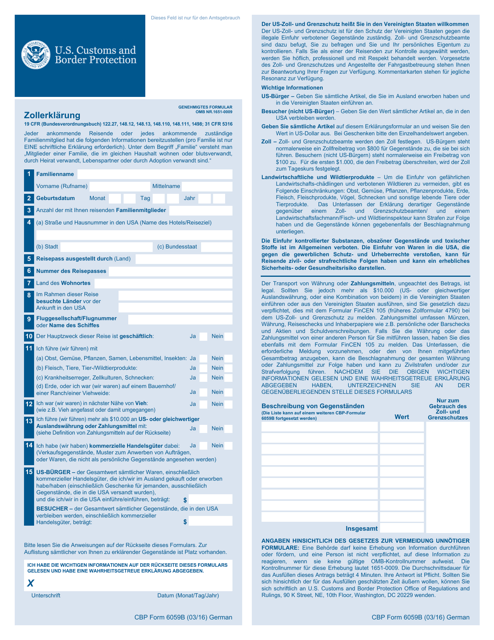 Customs Declaration Fran ais