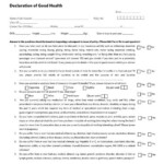 Declaration Of Good Health Life Insurance