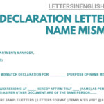 Download Self Declaration Letter For Name Mismatch Self Declaration