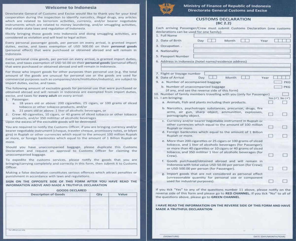 Entering Indonesia Information About Visa And Customs