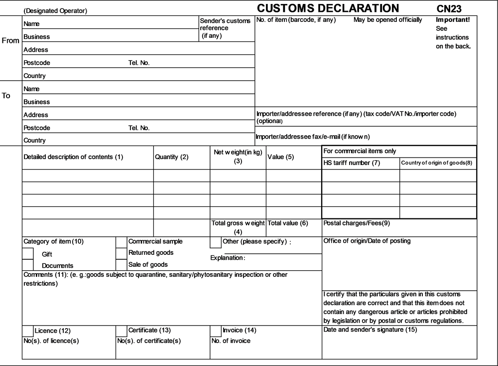 Export Declaration Form Fill Online Printable Fillable Blank 