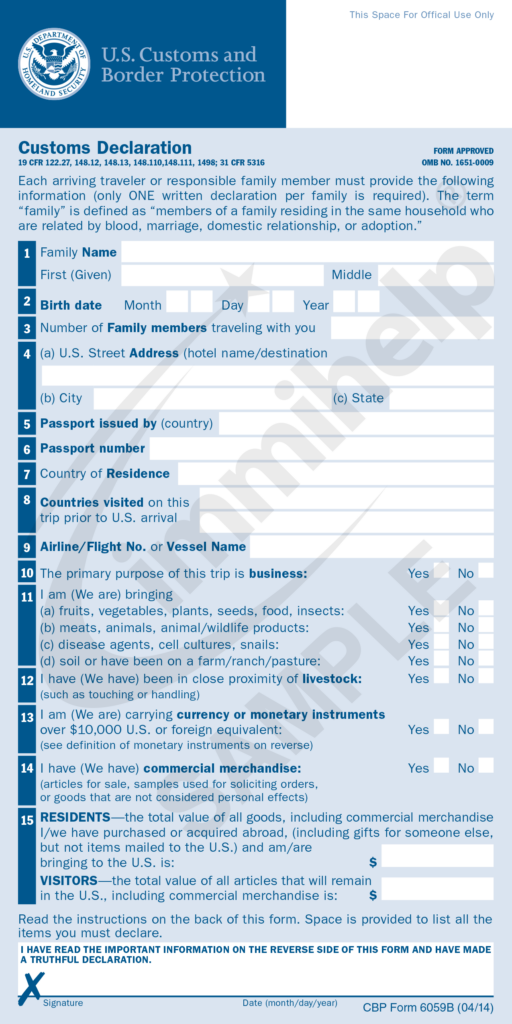 Fillable Cbp 6059b Form Printable Forms Free Online