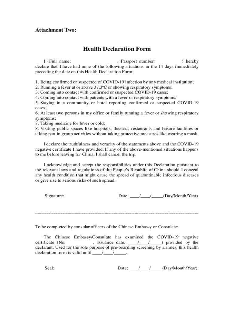 Fillable Online Health Declaration Form Ethiopian Airlines Fax Email 