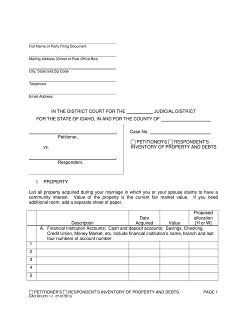 Form CAO RFLPPi1 1 Download Printable PDF Or Fill Online Petitioner s 