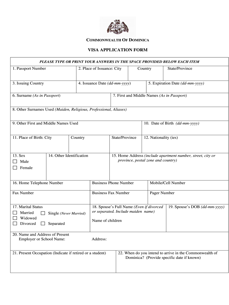 Form Visa Tourist To Republic Dominican Fill Out Sign Online DocHub