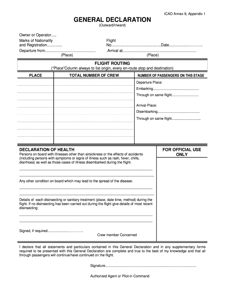 General Declaration Form Fill Out Sign Online DocHub