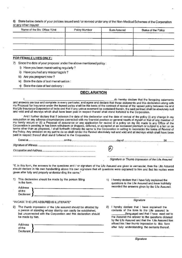 Good Health Declaration Form Lic Farahistalking