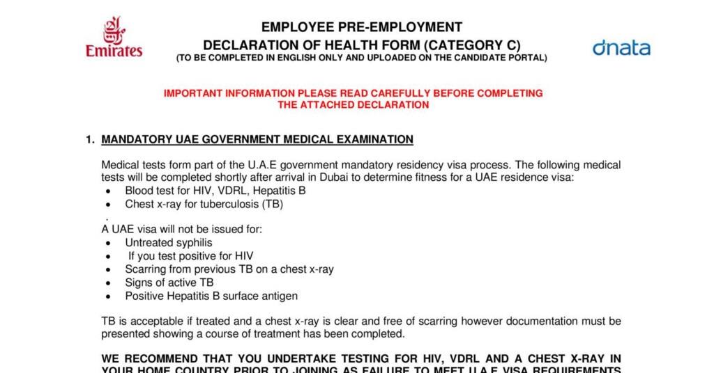 Health Declaration Form Emirates Airlines Jeremitettus