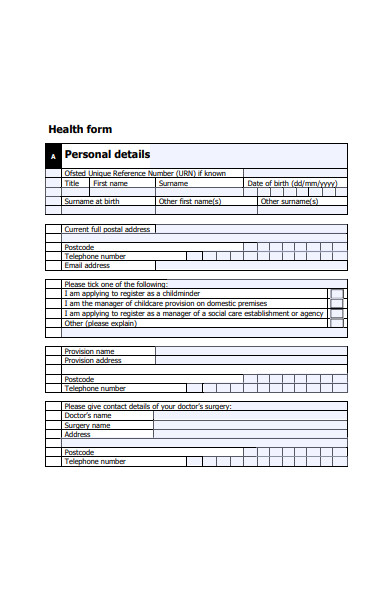 Health Declaration Form Template