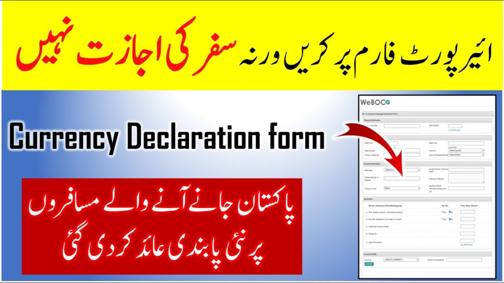 How To Fill Pakistan Airport Currency Declaration Form Pakistan 
