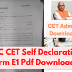 Hssc CET Self Declaration Form Annexure E1 2022 HSSC CET Admit Card