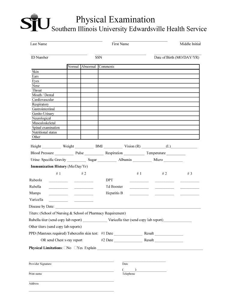 Illinois Physical Form Fill Online Printable Fillable Blank 