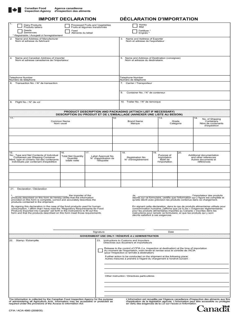 Import Declaration Cfia Fill Out Sign Online DocHub