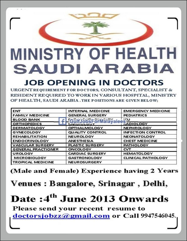 Ministry Of Health Saudi Arabia Gulf Jobs For Malayalees